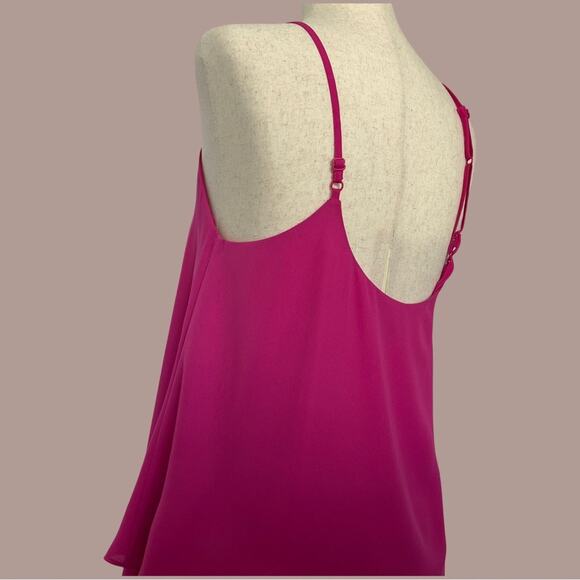 Metaphor Magenta Layered Spaghetti Strap Cami Tank Small | Double-Layered Flowy - Picture 4 of 8
